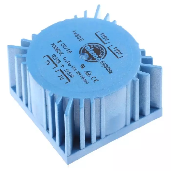 Nuvotem Talema Toroidal Transformer 115 V AC 230 V AC 2 x 7V AC 25VA 2 Output, 70060K