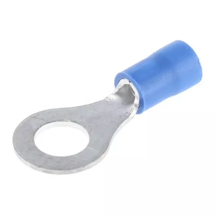 JST (JAPAN SOLDERLESS TERMINALS) FV Insulated Ring Terminal 6mm Stud Size 1mm² to 2.6mm² Wire Size Blue, FVWS2-6 (Pack of 100 Pcs)