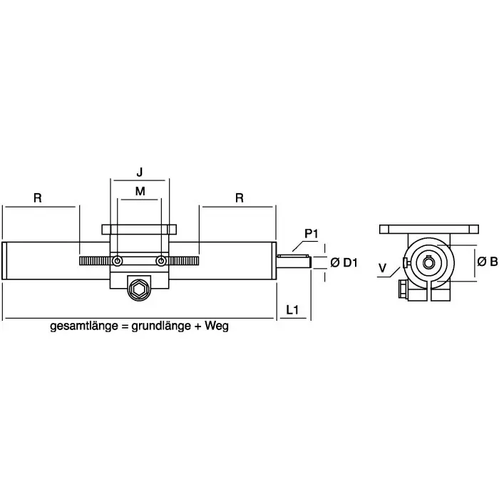 Rose+Krieger E Steel Tubular Linear Unit 30mm OD tube 500mm L, 78130110500