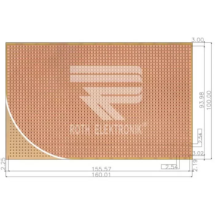 Roth Elektronik Single-Sided Stripboard FR-2 100 x 160 x 1.5mm FR2, RE520-HP