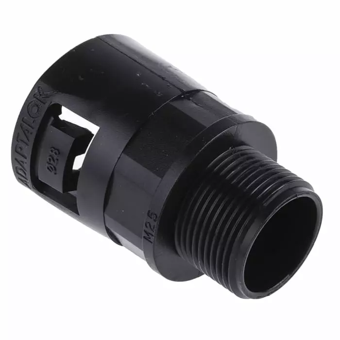Adaptaflex Straight Conduit Fitting 28mm Nominal Size M25 Nylon 66 Black IP66 Rating, 7TCA296000R0797AL28/M25/A/BL (Pack of 5 Pcs)