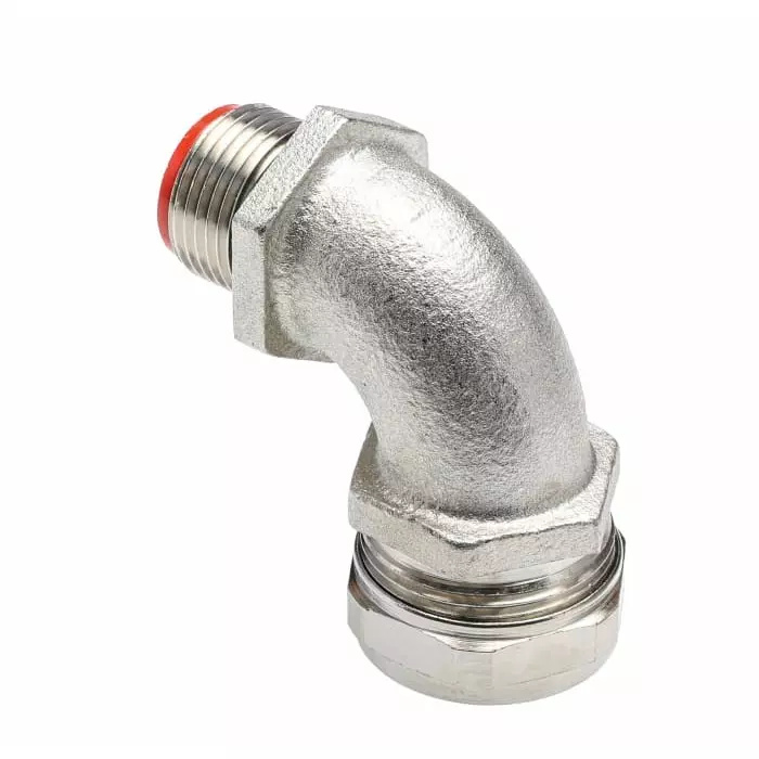 Adaptaflex Straight Conduit Fitting 20mm Nominal Size M20 Nickel Plated Brass Silver, 7TCA296030R0160SPL20/M20/C90 (Pack of 10 Pcs)