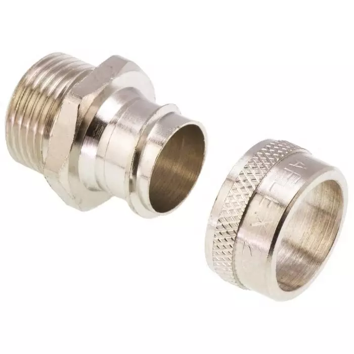 Adaptaflex Straight Conduit Fitting 20mm Nominal Size M20 Brass Silver IP40 Rating, 7TCA296010R0070S20/M20/A (Pack of 10 Pcs)