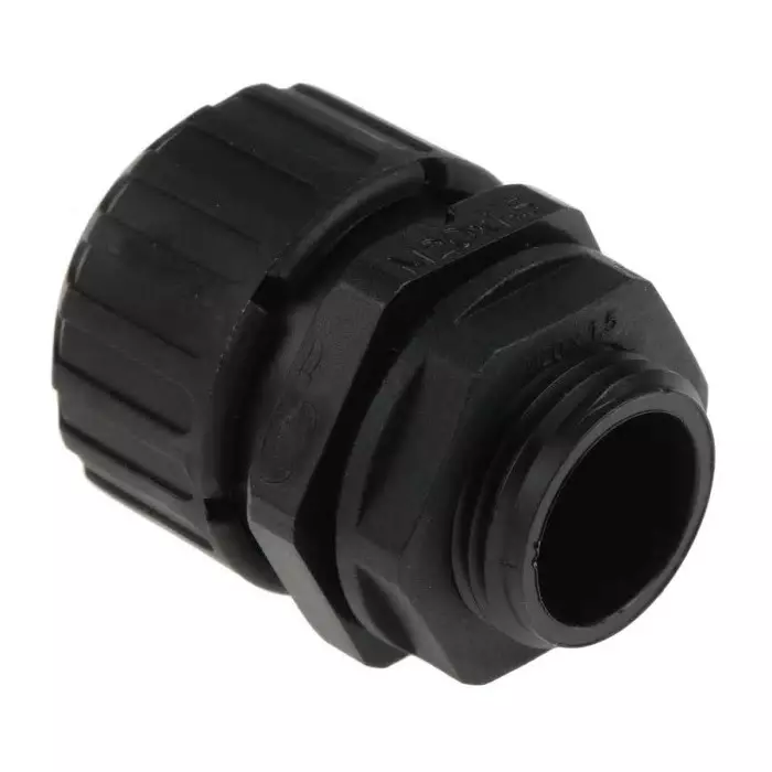 Adaptaflex Straight Conduit Fitting 21mm Nominal Size M20 Nylon 66 Black, ASF21/M20/A (Pack of 5 Pcs)
