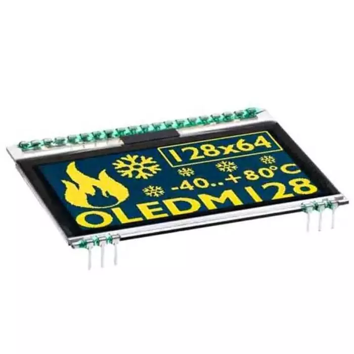 Display Visions Passive Matrix OLED Display 2.3 inch Yellow 128x64 Pixels Graphics I2C SPI Interface, EA OLEDM128-6GGA (Pack of 16 Pcs)