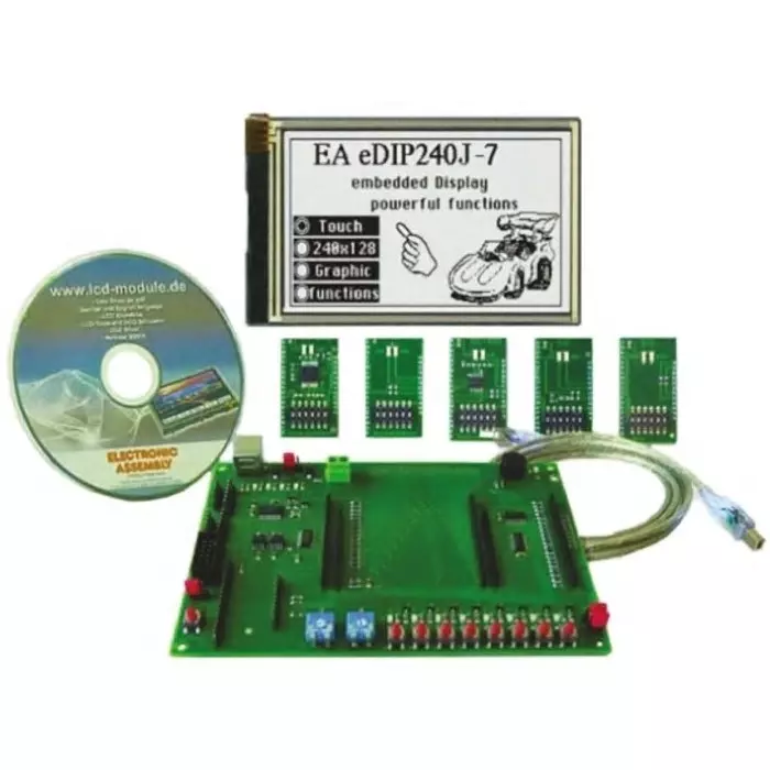 Display Visions eDIP-Series LCD Display Starter Kit with 240x128 Display Dots Blue/White Negative, EA EVALEDIP240B