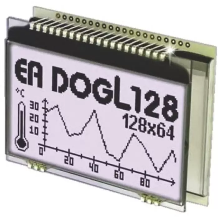Display Visions Graphic LCD Display White on Black Transflective, EA DOGL128W-6 (Pack of 16 Pcs)