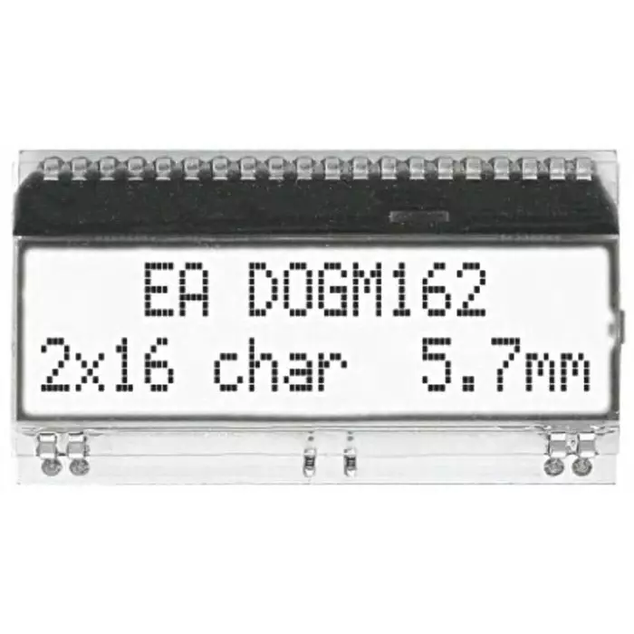 Display Visions Alphanumeric LCD Display White on Black 2 Rows by 16 Characters Transflective, EA DOGM162W-A (Pack of 36 Pcs)