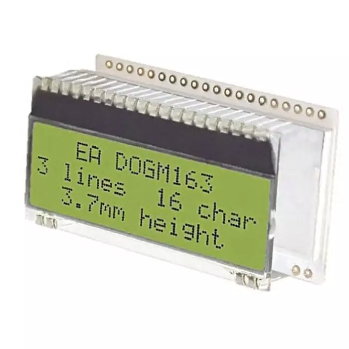 Display Visions Alphanumeric LCD Display Yellow-Green on Black 3 Rows by 16 Characters Transmissive, EA DOGM163E-A (Pack of 36 Pcs)