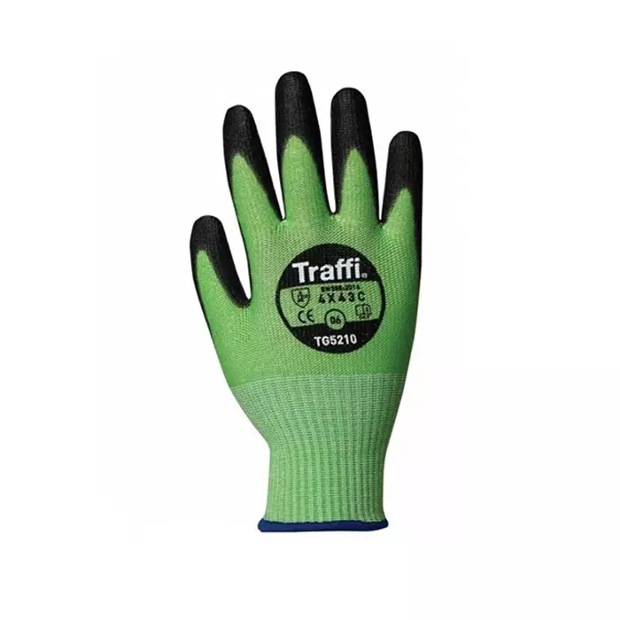 Traffi Cut Resistant Work Gloves Polyurethane Coating Green Size 10, TG5210-10 (1 Pair)