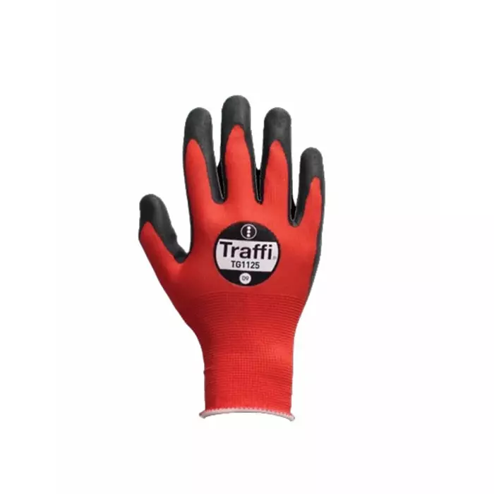 Traffi Safety Gloves Nitrile Foam Coating Red with Polyester Liner Size 11, TG1125-11 (1 Pair)