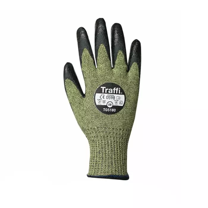 Traffi Extra Grip Work Gloves Green Acrylic, Aramid, Glass Fibre Abrasion Resistant Chemical Resistant Size 8, TG5180-08 (1 Pair)