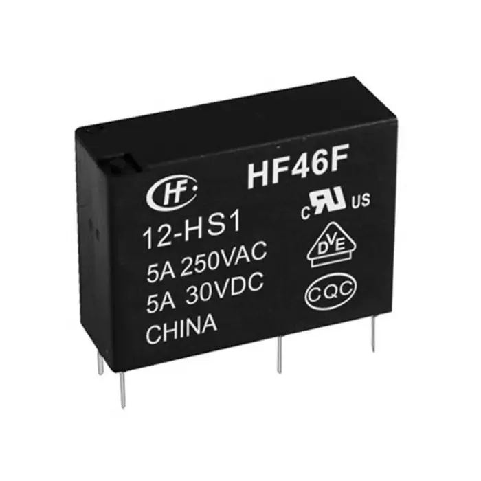 Hongfa Europe GMBH PCB Mount Power Relay 24V DC Coil 5A Switching Current SPST, HF46F/024-HS1F(610) (Pack of 5 Pcs)