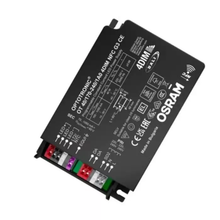 OSRAM LEDVANCE Dimmable LED Driver 15-56V Output 40W Output 700mA Output Constant Current Dimmable, OT-40/170-240/1A0-4DIM-NFC-G3