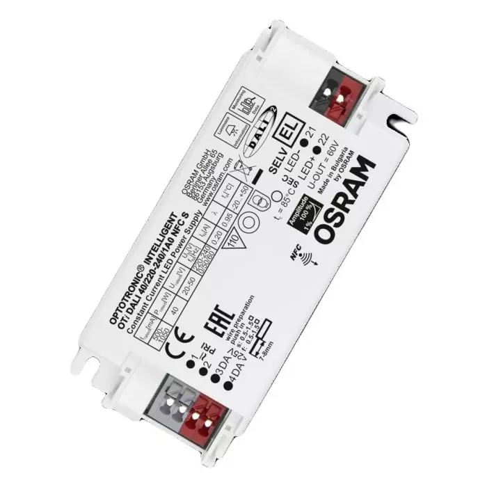 OSRAM LEDVANCE Dimmable LED Driver 20-50V Output 40W Output 1.05A Output Constant Current Dimmable, OTI-DALI-40/220-240/1A0-NFC-S