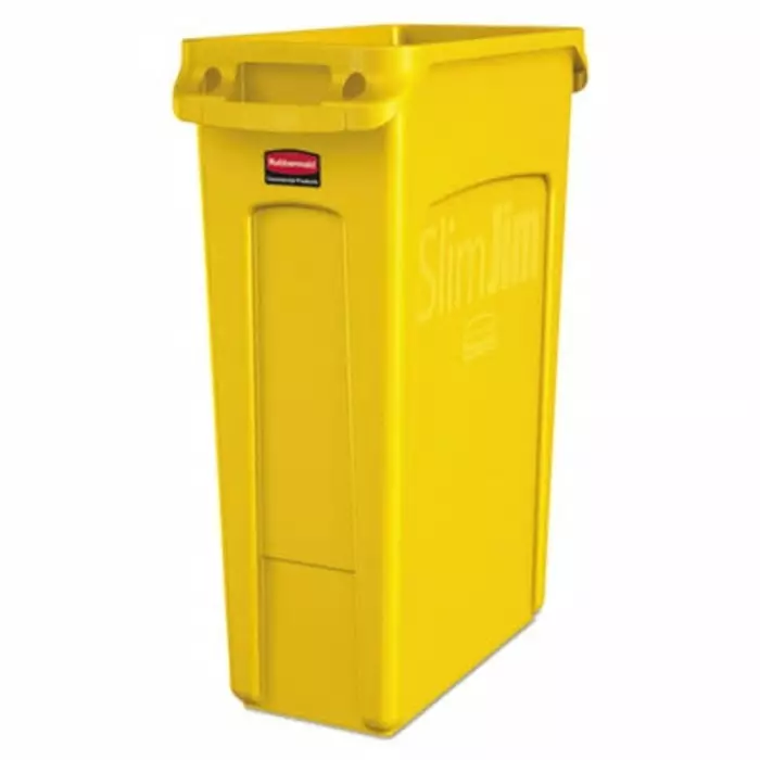 RUBBERMAID Slim Jim 23gal Yellow Polypropylene Waste Bin, 1956188