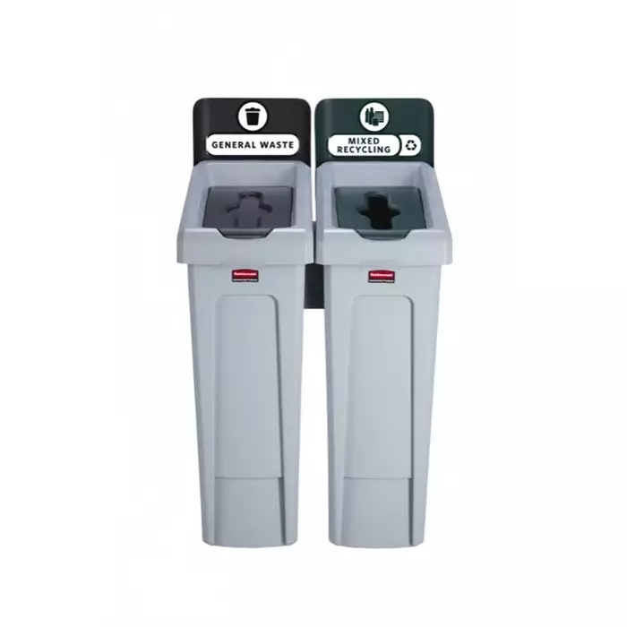 RUBBERMAID Slim Jim Recycling Station 87L Green Polypropylene Waste Bin, 2129601