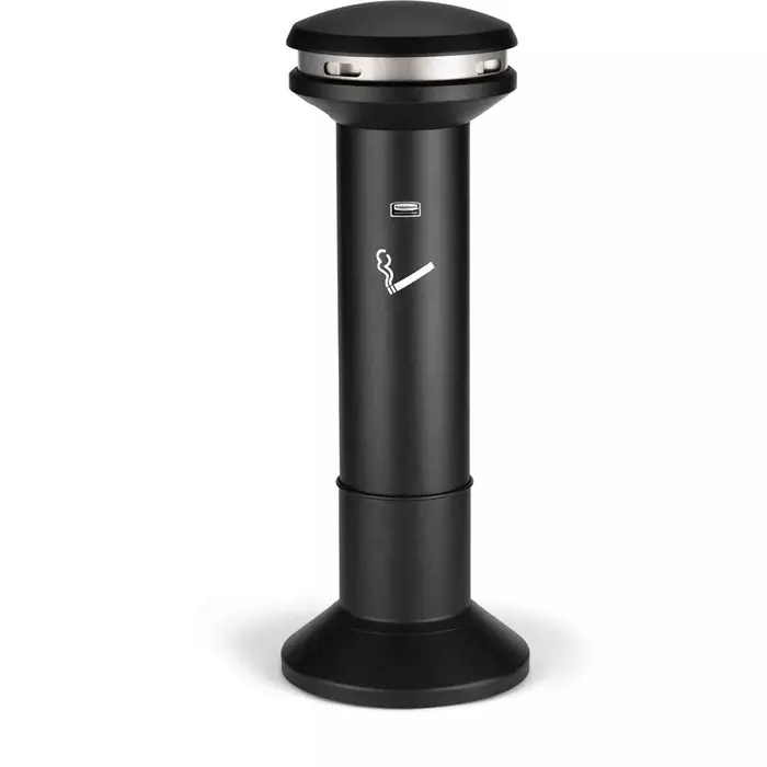RUBBERMAID Black Stainless Steel Base Mount Cigarette Bins 485x1.02m x 480 mm, FG9W3400BLA