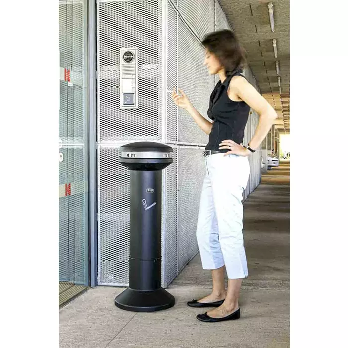 RUBBERMAID Black Stainless Steel Base Mount Cigarette Bins 485x1.02m x 480 mm, FG9W3400BLA