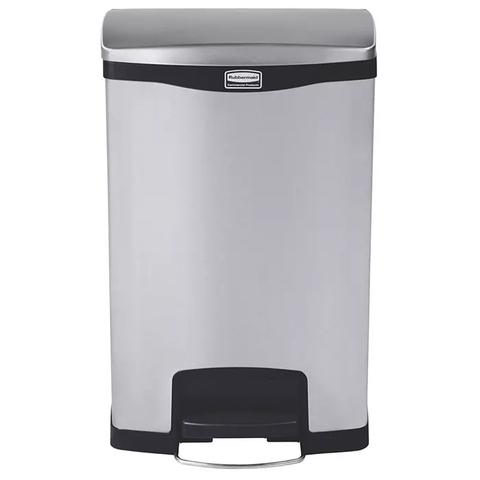 RUBBERMAID Slim Jim 50L Chrome Pedal Stainless Steel Waste Bin, 1901992