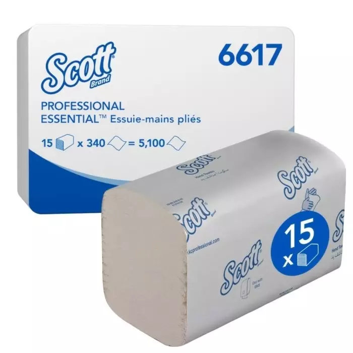 Kimberly-Clark Scott Folded White Paper Towel 212mm 340 Sheets, 6617