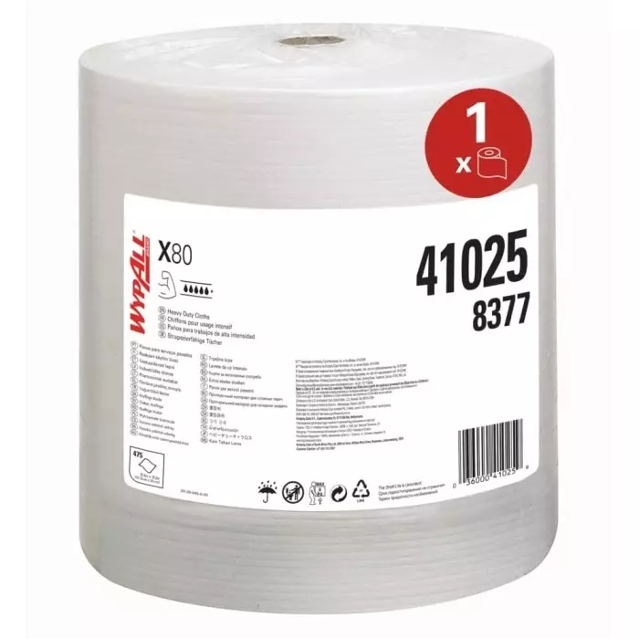 Kimberly-Clark Dry Heavy Duty Wipes White 475 Wipes 315 x 310mm for Hand Cleaning, 8377