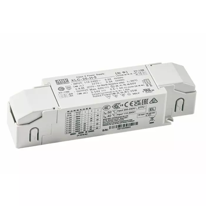 MEAN WELL LED Driver Power Supply 60V Output 25W Output 1.05A Output Constant Power Dimmable, XLC-25-H-DA2S