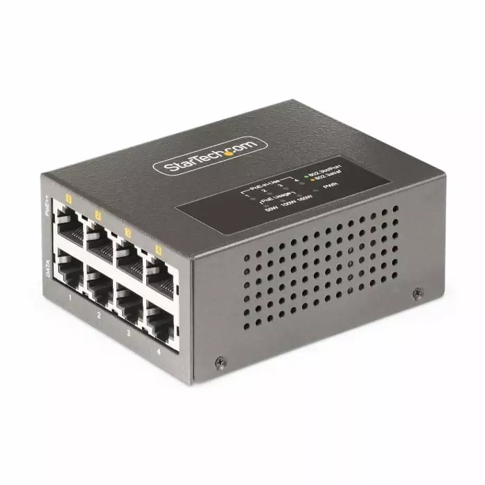 StarTech.com POE Injector 4 Ports 240 V AC Input 54 V Dc Output 3.3 A 160 W, AS445C-POE-INJECTOR