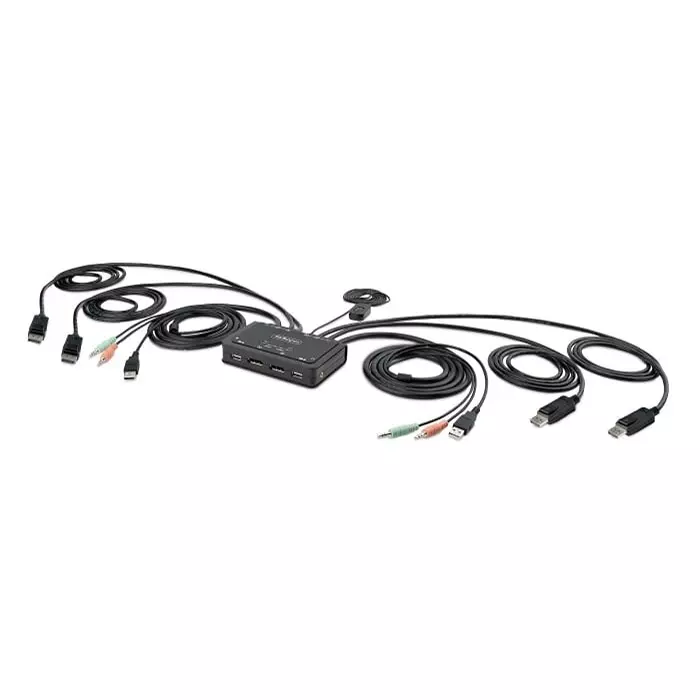 StarTech.com 2 Port Dual Monitor USB DisplayPort KVM Switch 3.5 mm Stereo 4096 x 2160 Maximum Resolution, C2-DD46-UA2-CBL-KVM