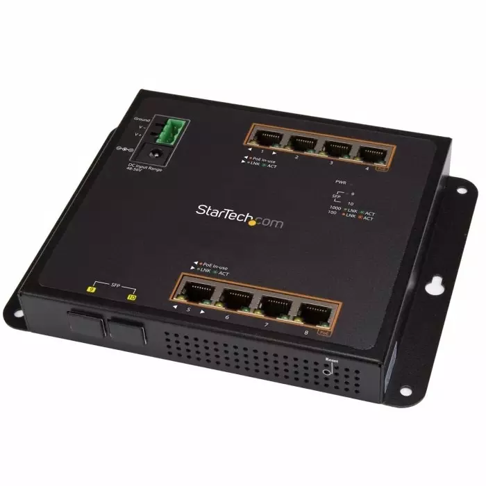 StarTech.com Managed 8 Port Ethernet Switch With PoE M, IES101GP2SFW