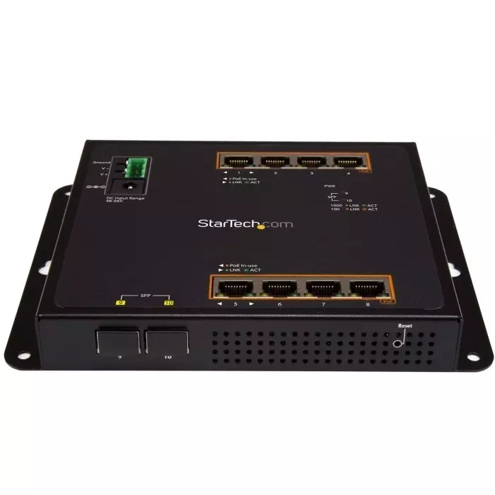 StarTech.com Managed 8 Port Ethernet Switch With PoE M, IES101GP2SFW