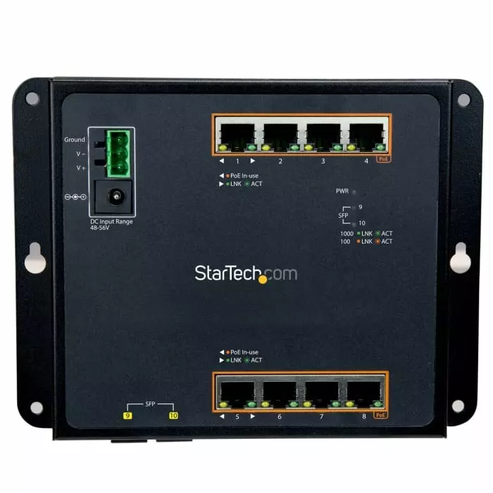 StarTech.com Managed 8 Port Ethernet Switch With PoE M, IES101GP2SFW