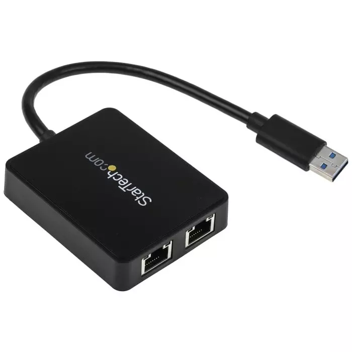 StarTech.com 2 Port USB Ethernet Adapter USB 3.0 USB A to RJ45 10/100/1000Mbit/s Network Speed, USB32000SPT