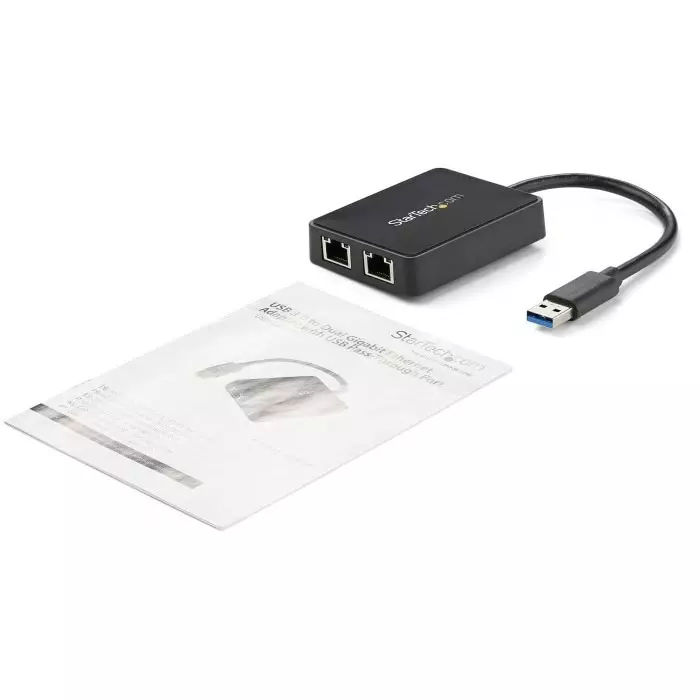 StarTech.com 2 Port USB Ethernet Adapter USB 3.0 USB A to RJ45 10/100/1000Mbit/s Network Speed, USB32000SPT