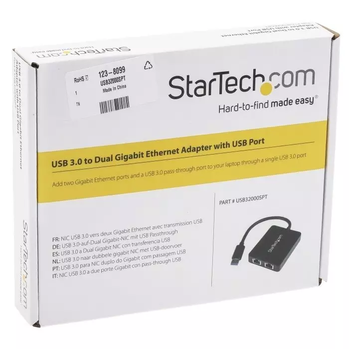 StarTech.com 2 Port USB Ethernet Adapter USB 3.0 USB A to RJ45 10/100/1000Mbit/s Network Speed, USB32000SPT