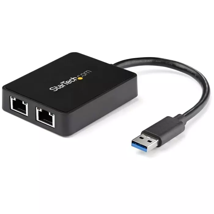 StarTech.com 2 Port USB Ethernet Adapter USB 3.0 USB A to RJ45 10/100/1000Mbit/s Network Speed, USB32000SPT