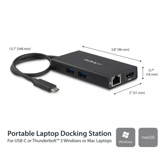 StarTech.com 4K USB-C Docking Station with HDMI - 2 x USB Ports USB A USB C, DKT30CHPD