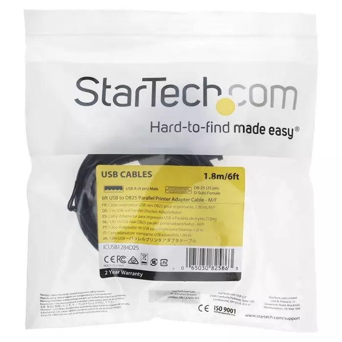 StarTech.com USB 2.0 USB A Male to DB25 Female Converter Cable, ICUSB1284D25