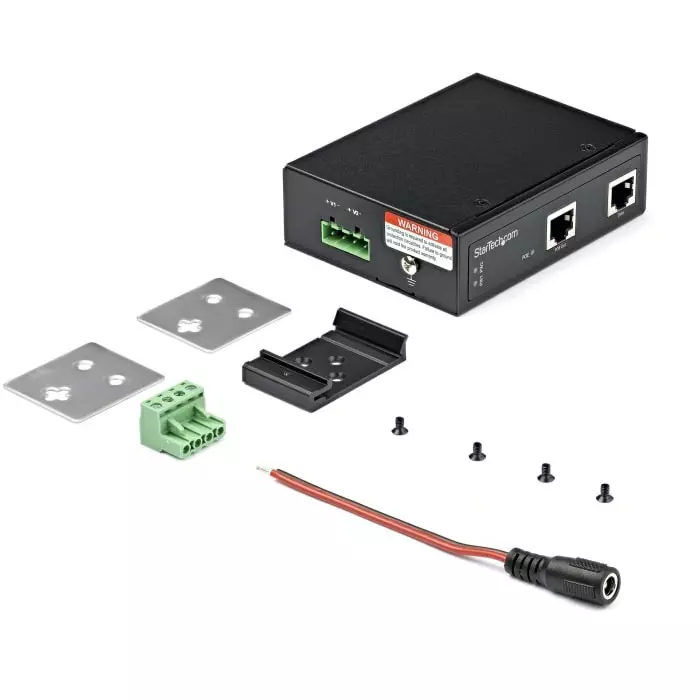 StarTech.com RJ45 Ethernet Media Converter 10Mbps 100Mbps 1000Mbps Full Duplex 100m, POEINJ1G90W