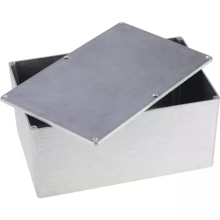 RS PRO Silver Die Cast Aluminium Enclosure Silver Lid 222.2 x 146 x 106.5 mm