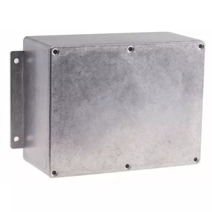 RS PRO Silver Die Cast Aluminium Enclosure IP66 Flanged Silver Lid 184.8 x 127.4 x 76.3 mm