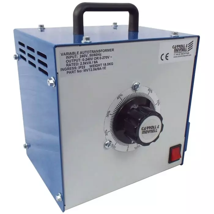 Carroll & Meynell 1 Phase 1.4kVA Variac 1 Output 240V 13A, MVT1.4k/5A-1E