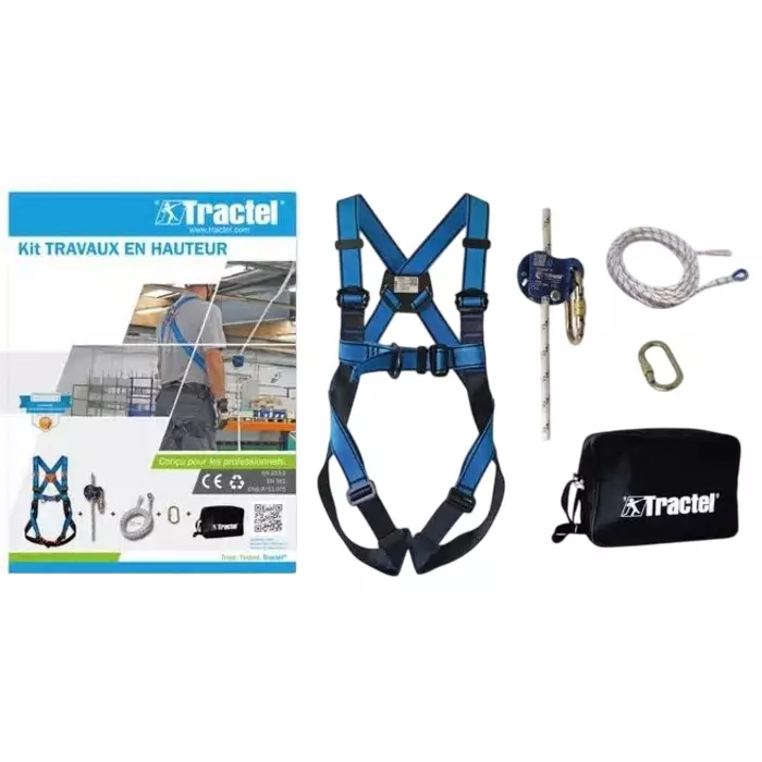 Tractel with The kit includes a HT22 safety harness a Stopfor fall arrester on a flexible anchor line a 10 m rope a, 72562