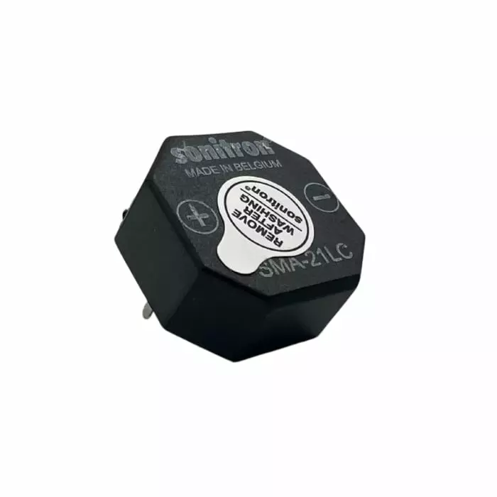 Sonitron 87dB(A) Through Hole Continuous Internal Piezo Buzzer 21 mm 2V Min 6 V DC Max, SMA-21LC-P15/SP02 PPS + Wash Tab