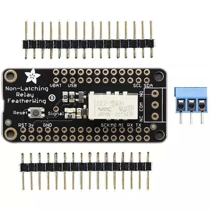 ADAFRUIT INDUSTRIES Adafruit Feather Non-Latching Relay FeatherWing Development Board, 2895