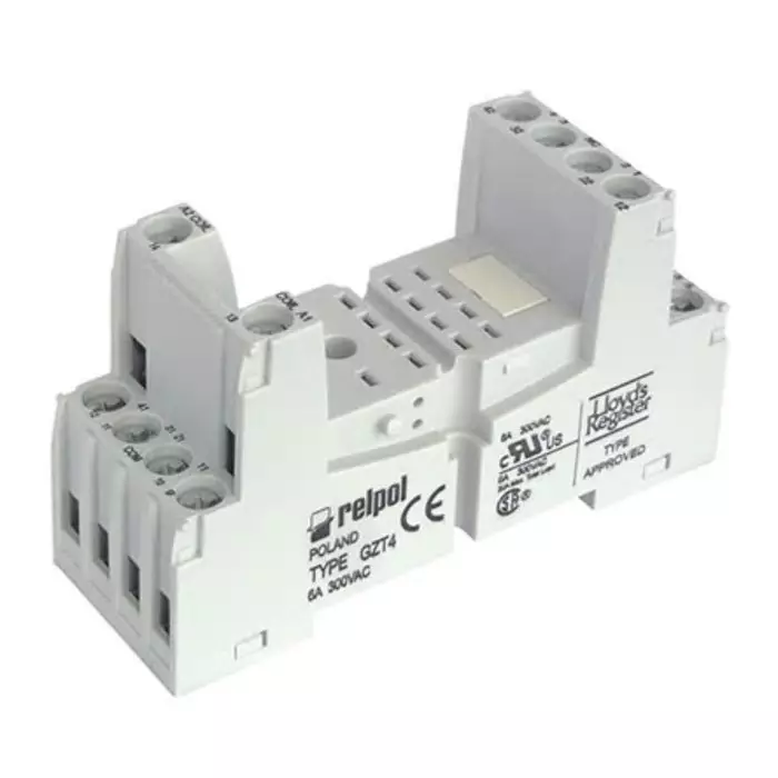 Relpol 14 Pin 300 V AC DIN Rail Relay Socket for R4N Relay T-R4 Relay, GZT4-GREY