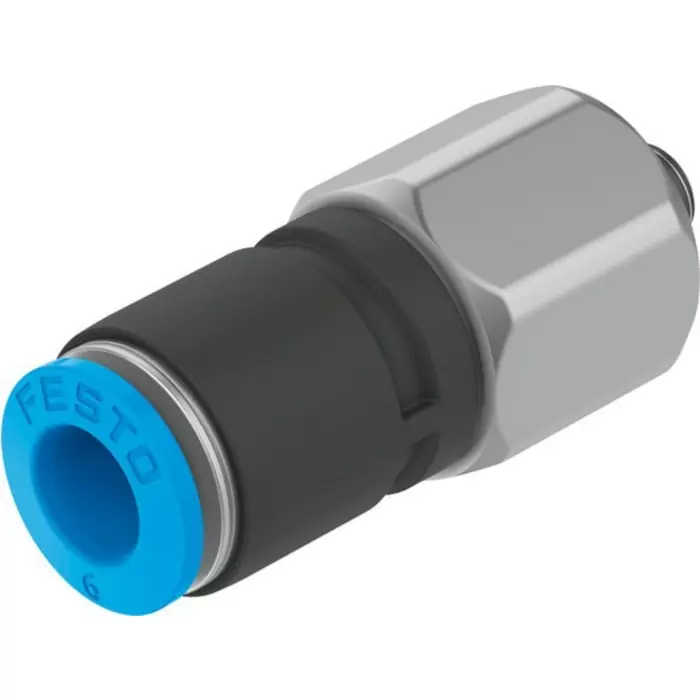 Festo QSR PBT Pneumatic Rotary Union, M5 Male, Push In 6 mm, QSR-M5-6