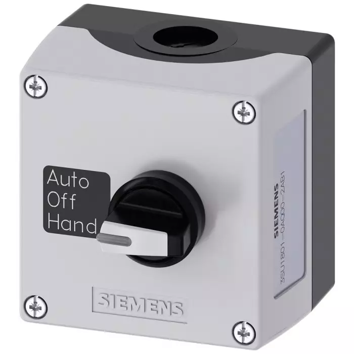 Siemens Black, Grey Plastic 3SU1 Control Station Enclosure - 1 Hole 22mm Diameter, 3SU1801-0AQ00-2AB1