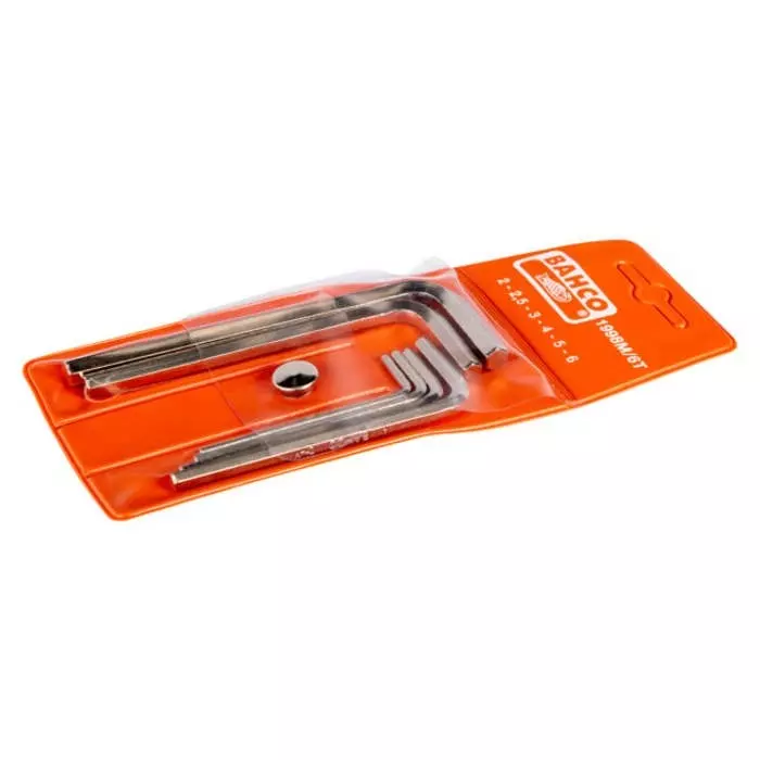 Bahco L Shape Metric Hex Key 2 to 6 mm, 1998M/6T (Set of 6 Pcs)