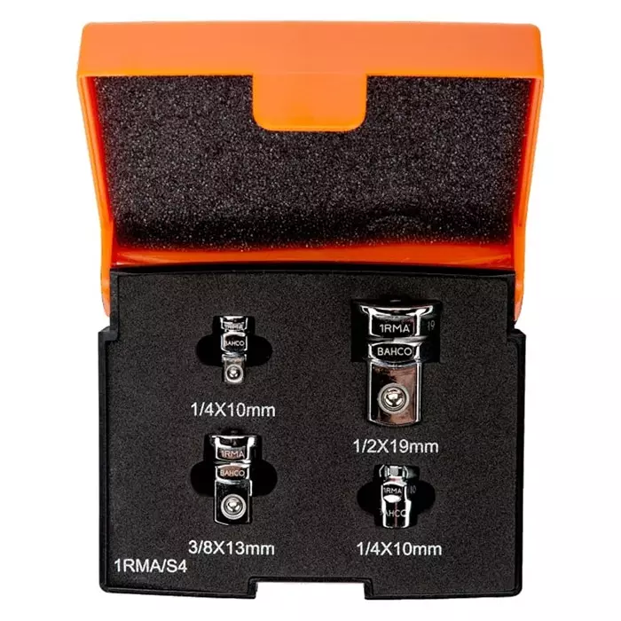 Bahco 1RMA Series Ratcheting Wrench Adaptor Set 1/2, 1/4 & 3/8 inch Alloy Steel, 1RMA/S4 (Set of 4 Pcs)